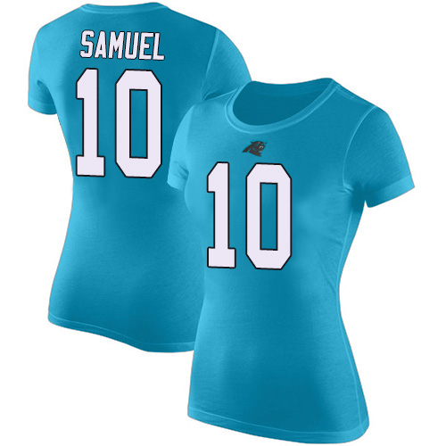 Carolina Panthers Blue Women Curtis Samuel Rush Pride Name and Number NFL Football #10 T Shirt